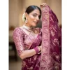 Women's Silk Printed Saree With Unstitched Blouse 5.5Mtr (Wine)