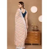 Women's Small Lace Georgette Striped Ready-to-Wear Saree With Unstitched Blouse 5.5 Mtr (Orange)