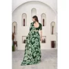 Women's Polyster Printed Saree With Unstitched Blouse 5.5Mtr (Green)