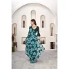 Women's Polyster Printed Saree With Unstitched Blouse 5.5Mtr (Teal)