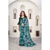 Women's Polyster Printed Saree With Unstitched Blouse 5.5Mtr (Teal)