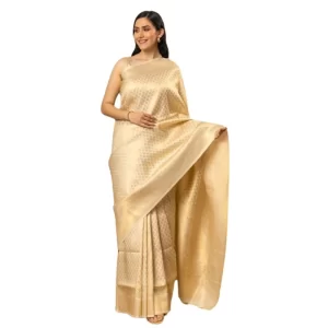 Women’s Silk Printed Saree With Unstitched Blouse 5.5Mtr (Gold)