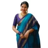 Women's Silk Printed Saree With Unstitched Blouse 5.5Mtr (Blue)