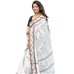 Women’s Silk Printed Saree With Unstitched Blouse 5.5Mtr (Off White)