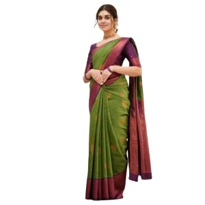 Women’s Silk Printed Saree With Unstitched Blouse 5.5Mtr (Green)