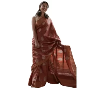 Women’s Silk Printed Saree With Unstitched Blouse 5.5Mtr (Maroon)