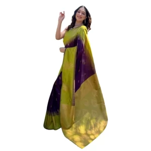 Women’s Silk Printed Saree With Unstitched Blouse 5.5Mtr (Wine)