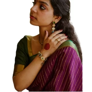 Women’s Silk Printed Saree With Unstitched Blouse 5.5Mtr (Wine)