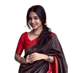 Women’s Silk Printed Saree With Unstitched Blouse 5.5Mtr (Brown)