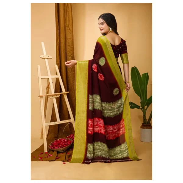 Women's Soft Blooming Marshmallow Fabric Kalamkari Printed Saree With Unstitched Blouse 5.5Mtr (Maroon)